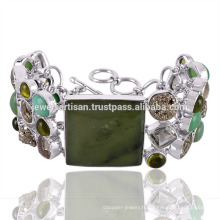 Belle Bracelet en Argent Sterling 925 et Chrysoprase